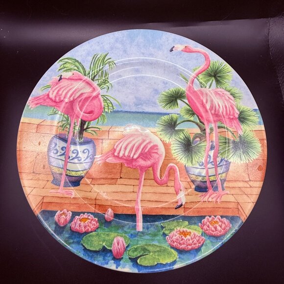 4 American Antelier Marsh Bird Tropical Themed Ceramic Plates 8.5" Diameter - Picture 4 of 11